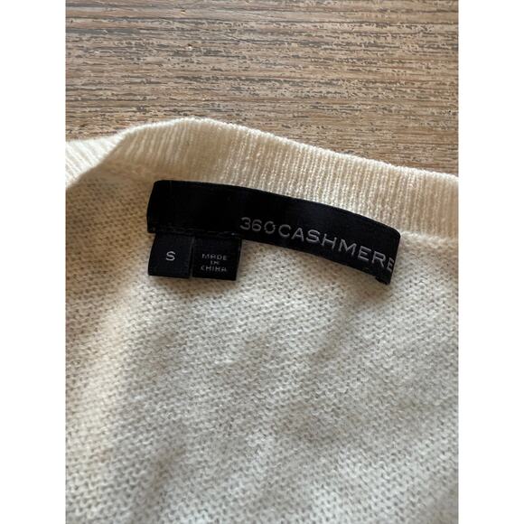 360 Cashmere Oversized Crewneck Sweater Off White Cashmere Pink Stripe S - Picture 7 of 8